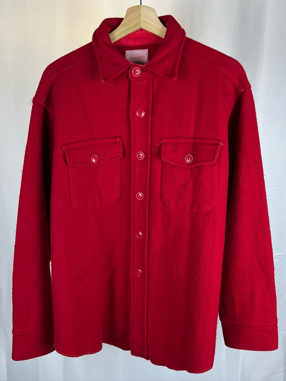 Vintage Melton Wintermaster Button Shirt Size 48 Mens Red Wool